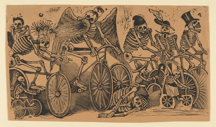 Skeletons (Calaveras) Riding Bicycles