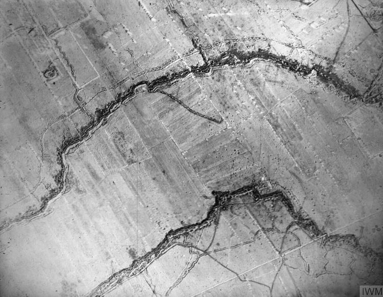 Aerial View of Trenches, Western Front in 1916