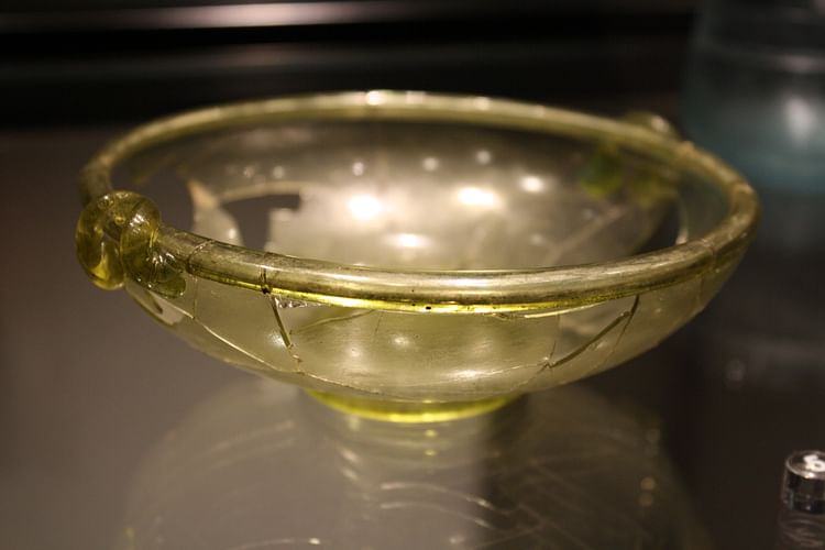 Roman Yellow Glass Bowl, Aosta
