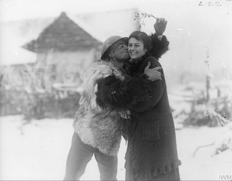 British Soldier Kissing a French Woman, 1917
