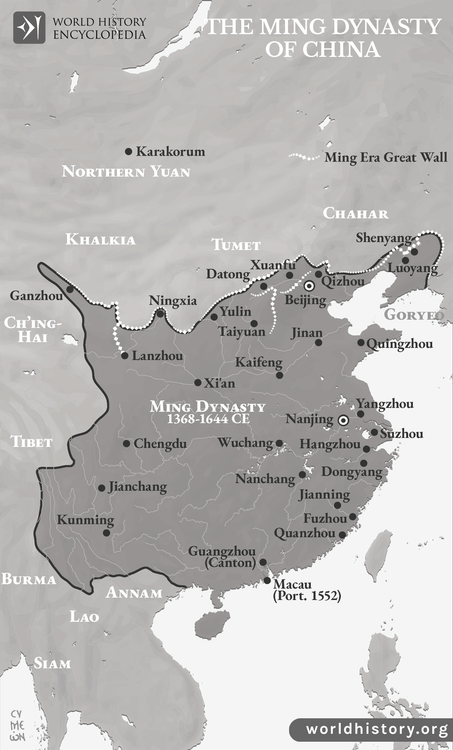 Map of the Ming Dynasty of China, 1368-1644