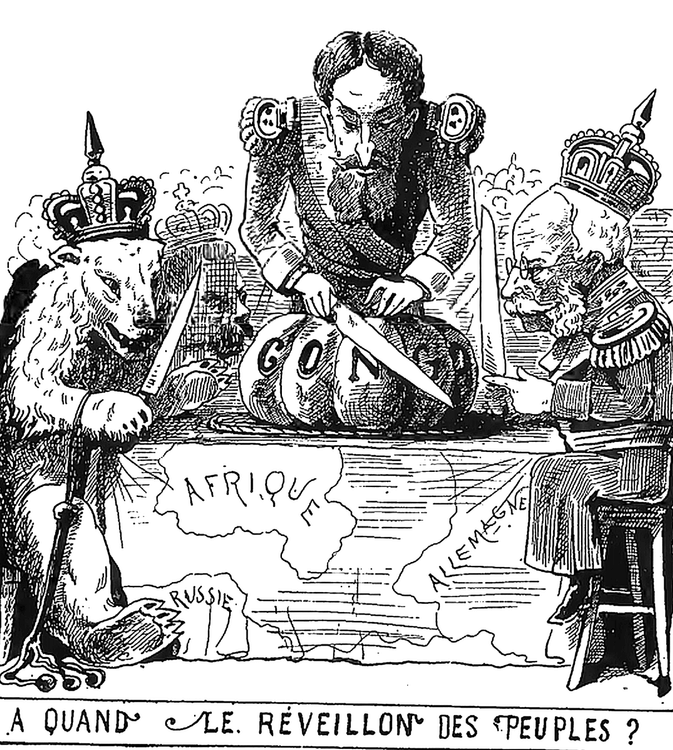 Cartoon of Leopold II Carving up the Congo Basin