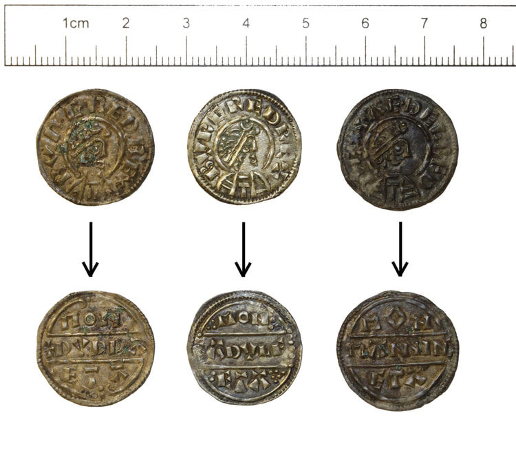 Coins of King Aethelred of Wessex and King Burgred of Mercia