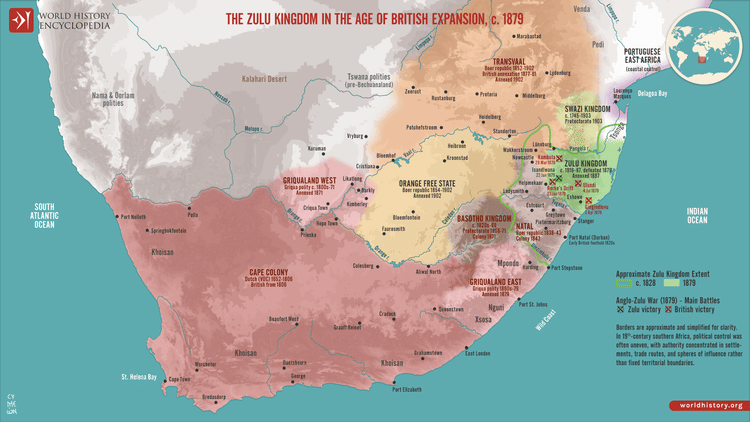 Map of the Zulu Kingdom and British Imperial Expansion