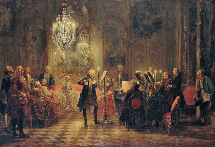 Frederick the Great Playing the Flute at Sanssouci