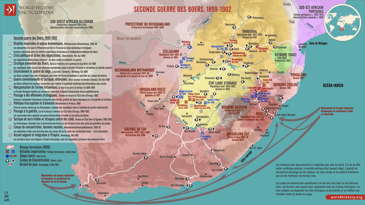 Carte de la Seconde guerre des Boers, 1899-1902