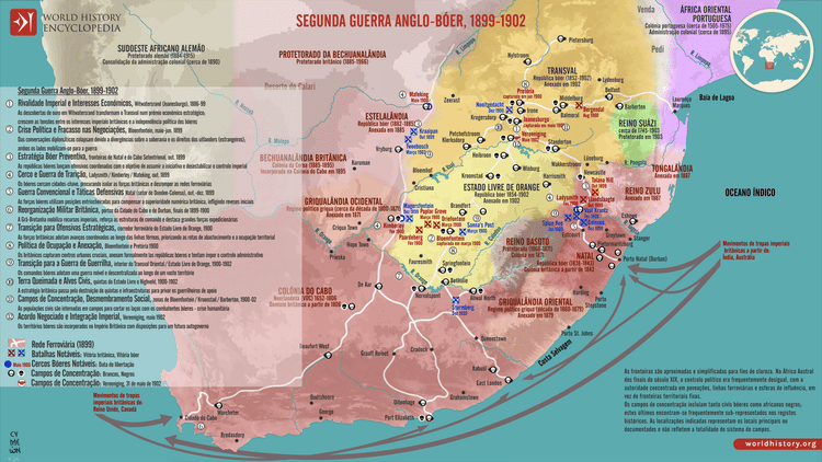 Mapa da Segunda Guerra Anglo-Bóer, 1899-1902