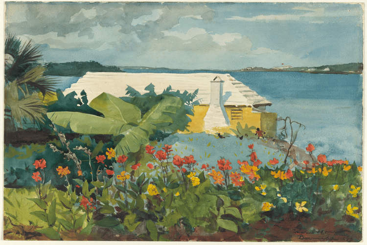 Flower Garden and Bungalow, Bermuda by Winslow Homer