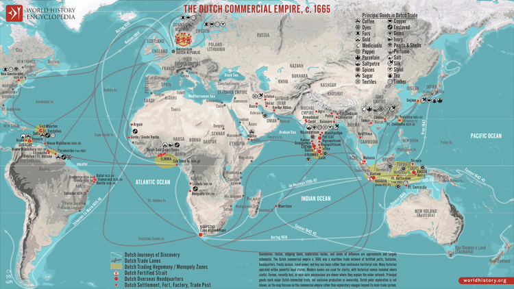 Map of the Dutch Commercial Empire, c. 1665