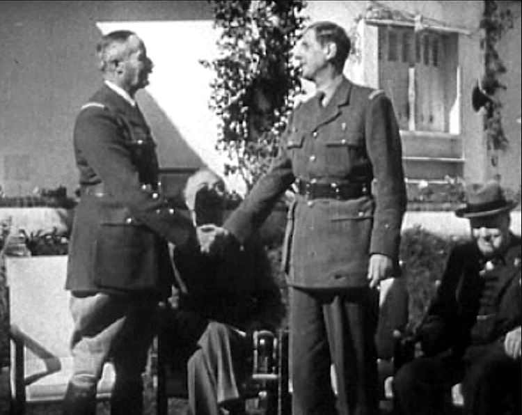 De Gaulle & Giraud Shake Hands at Casablanca, 1943