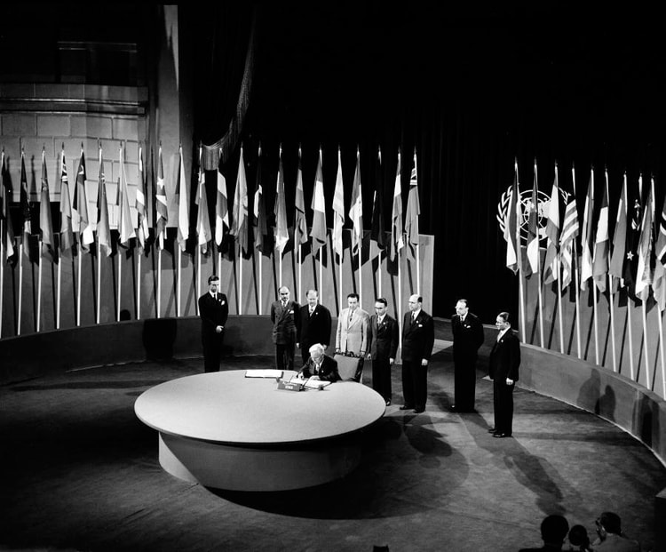 Signing the UN Charter