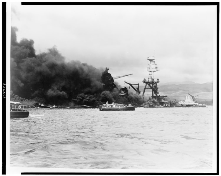 USS Arizona Ablaze, Pearl Harbor