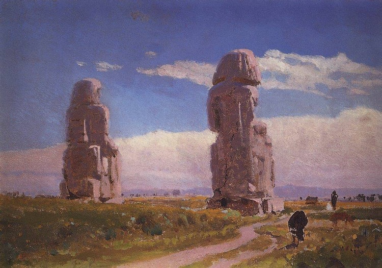 Colossi of Memnon Painting