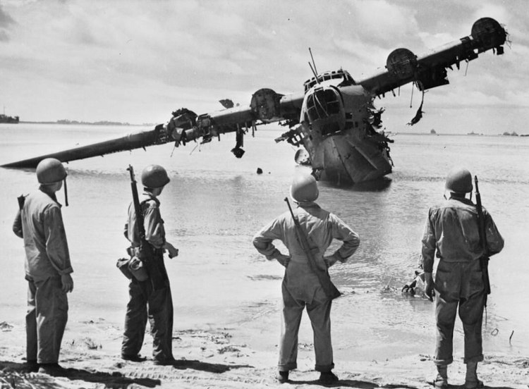 Wrecked Japanese Plane, Makin Atoll, 1943