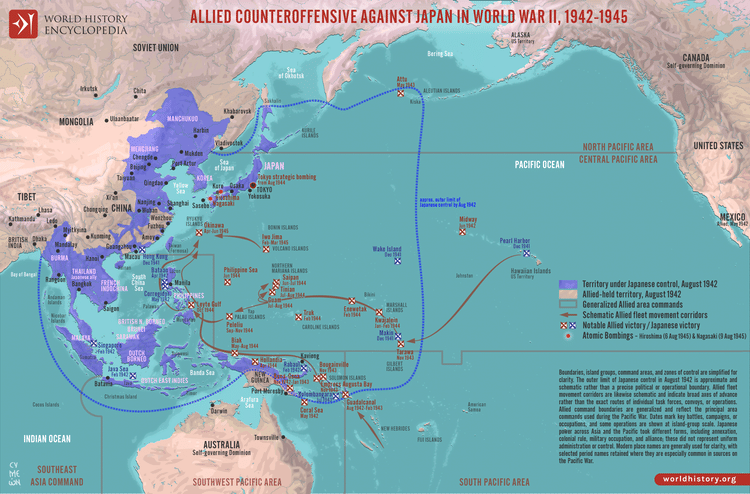 Map of the Allied Pacific Counteroffensive, 1942–1945