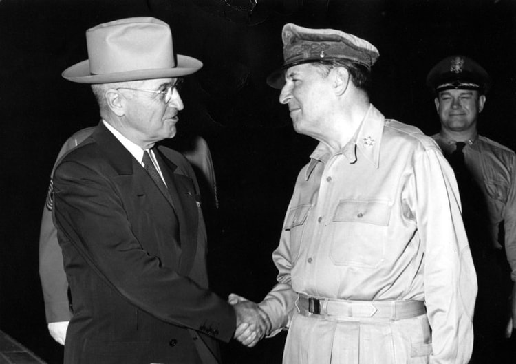 President Truman and General MacArthur at Wake Island