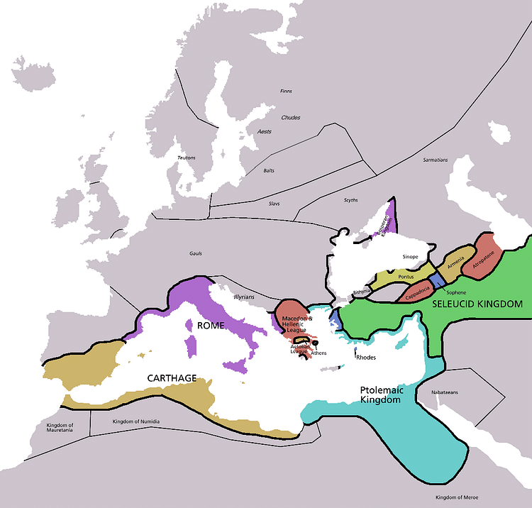 Map of Europe in 220 BC