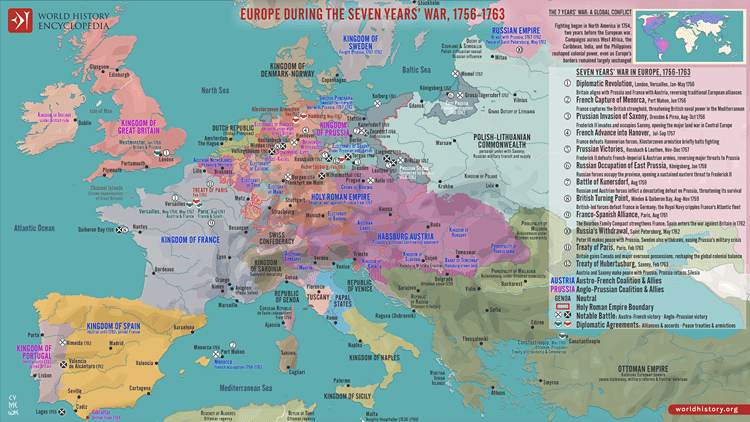 Map of the Seven Years’ War in Europe, 1756-1763
