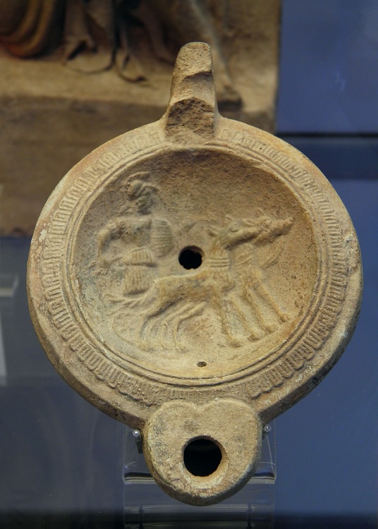 Terracotta Oil Lamp with Mars