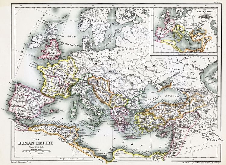 Map of the Roman Empire, 350 CE