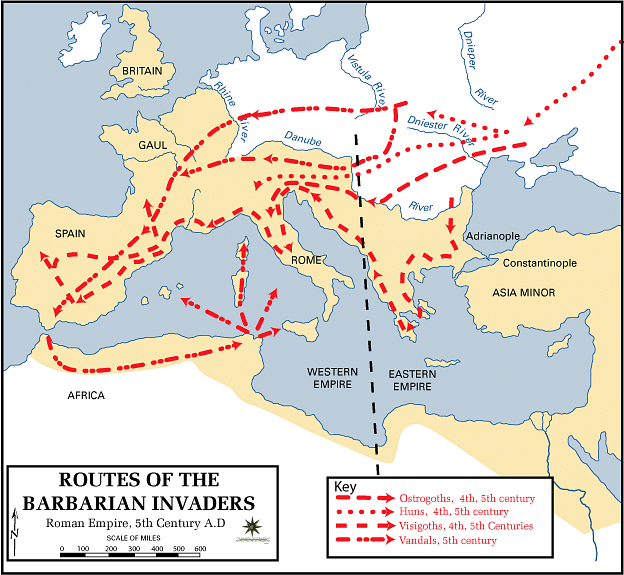 Routes of the Barbarian Invaders