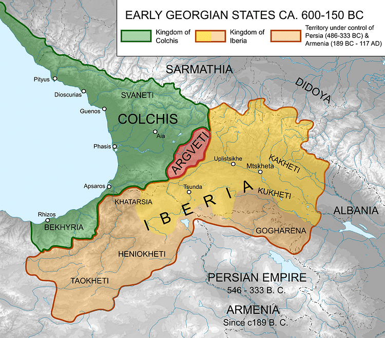 Map of Ancient Georgian States (600-150 BCE)