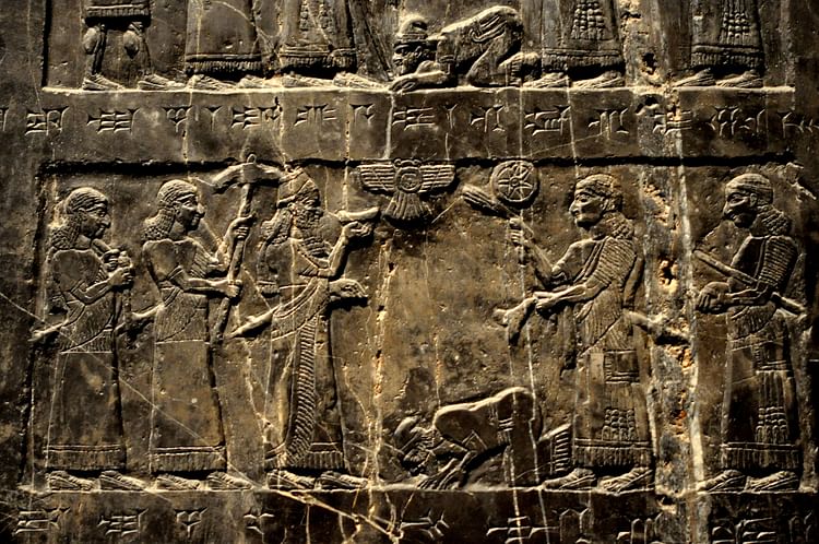 The Black Obelisk of Shalmaneser III, side A, 2nd register