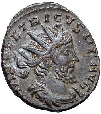 Coin Depicting Roman Emperor Tetricus