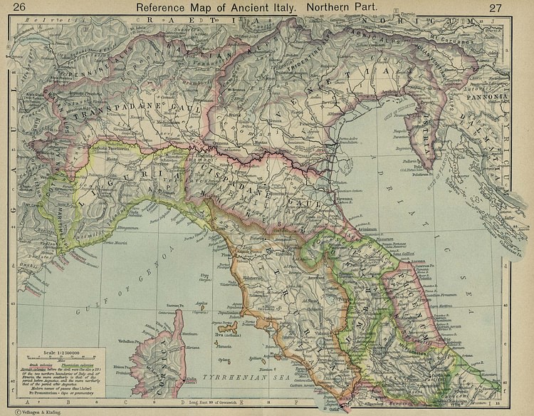Map of Ancient Italy, Northern Part
