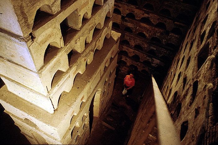 View from Staircase of Central Pillar and Loculi, Columbarium 1, Vigna Codini