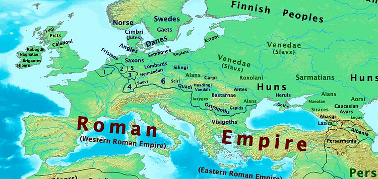 Mapa da Europa, 400 dC