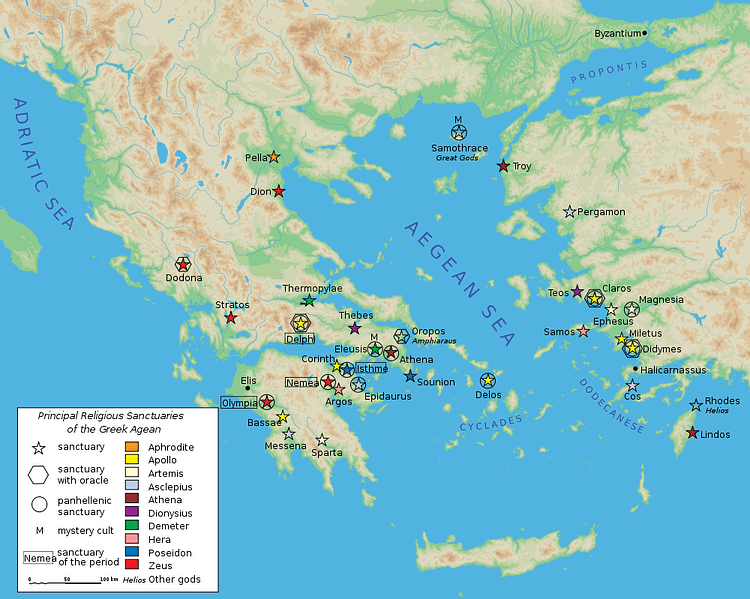 Map of Classical Greek Sanctuaries