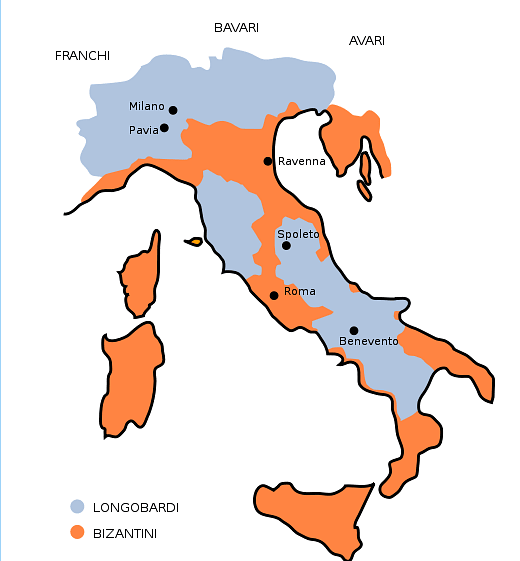 Map of Lombard Kingdom, 575 CE