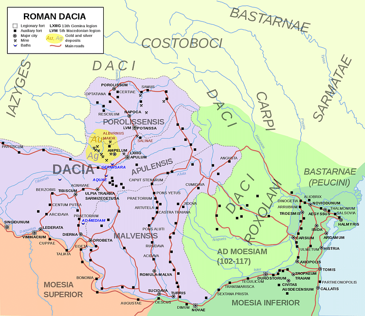 Map of Roman Dacia