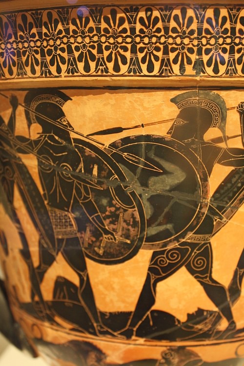 Black-Figure Warrior Scene