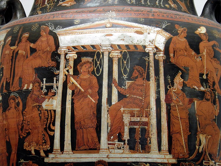 Apulian Volute Krater with Scenes of the Underworld (detail)