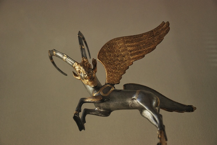 Winged Ibex Vessel Handle