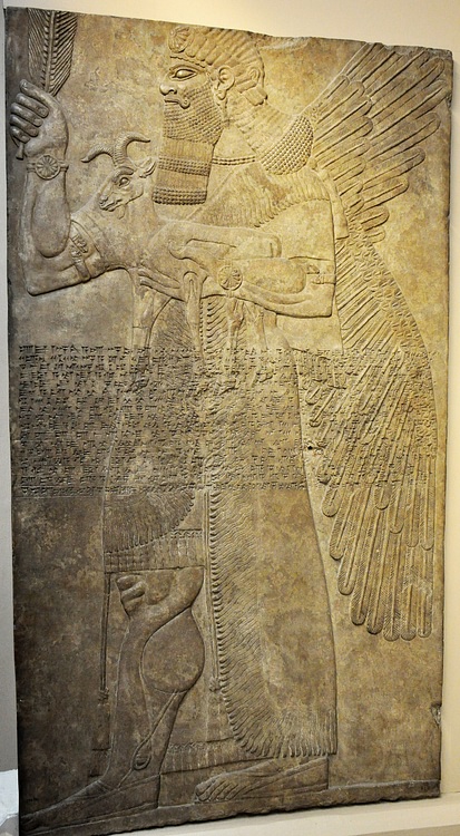 An Assyrian Apkallu Carrying a Goat