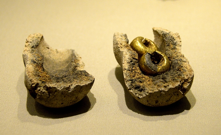 Gold Foil-covered Lead Bulla from ancient Ireland