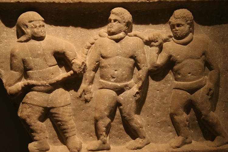 Detail, Roman Slaves Relief Slab