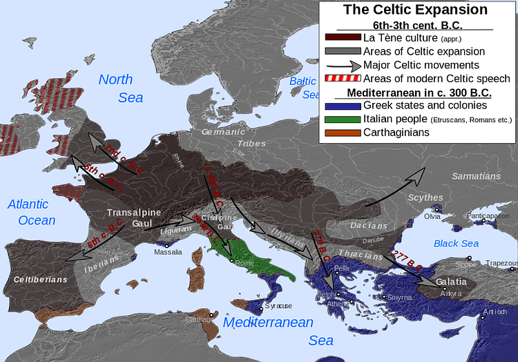 Map of Celtic Expansion - 6th-3rd century BCE