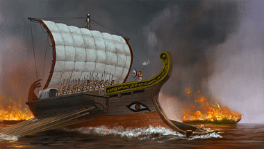 Greek Trireme in Battle