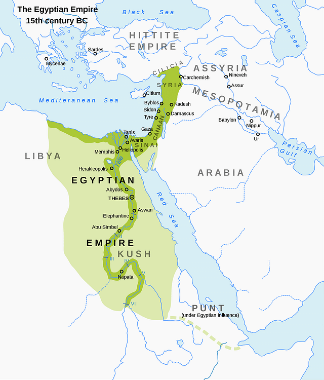 Map of the New Kingdom of Egypt, 1450 BCE