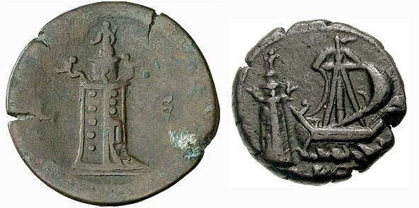 Alexandrian Coins Depicting the Lighthouse of Alexandria