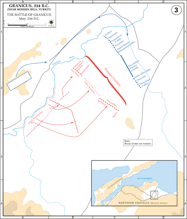 Map of the Battle of the Granicus