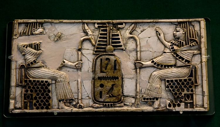 Nimrud Ivory Plaque of Two Seated Figures