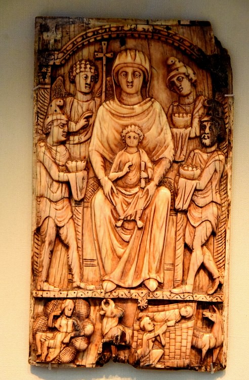 Byzantine Ivory Panel Depicting the Adoration of the Magi