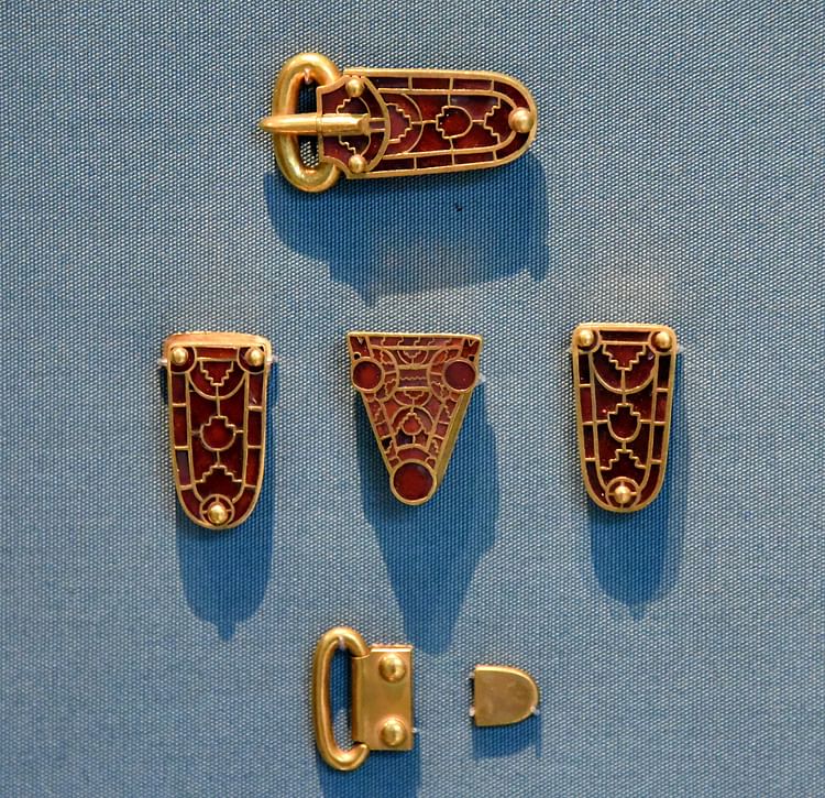 Gold Buckle and Strap Fittings from Sutton Hoo