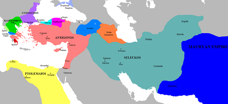 Map of the Successor Kingdoms, c. 303 BCE