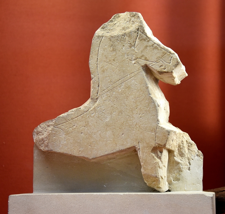 Part of an Unfinished Horse in Limestone